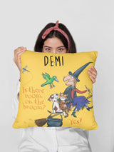 Next Star Editions Yellow Personalised Room on the Broom Cotton Cushion 40x40cm- Buy online at McGrocer