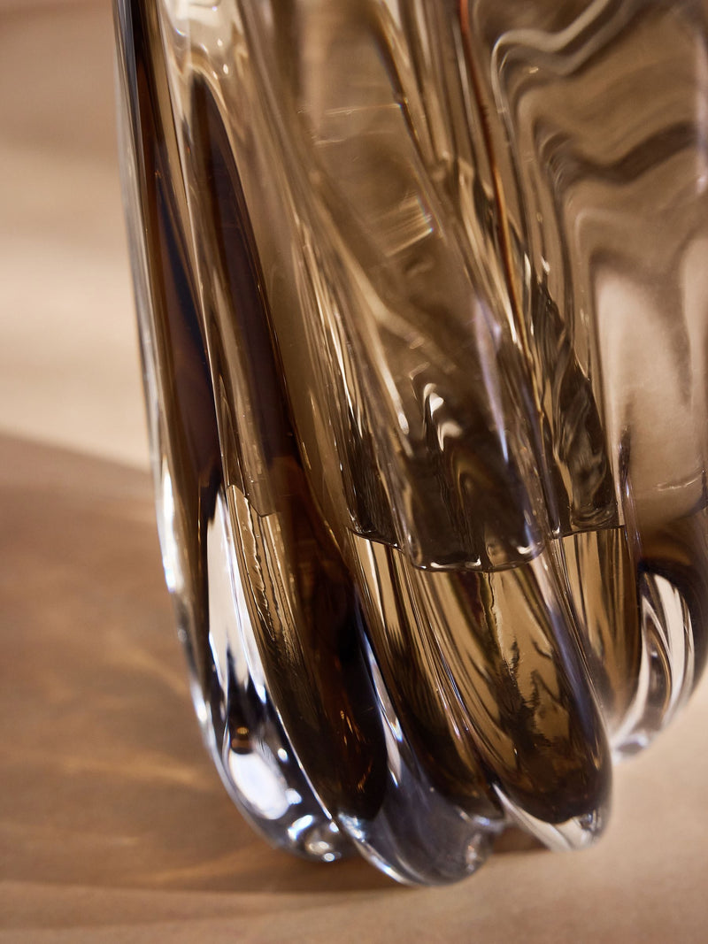 N. Premium Chocolate Brown Swirl Glass Vase 24.5cm - British product