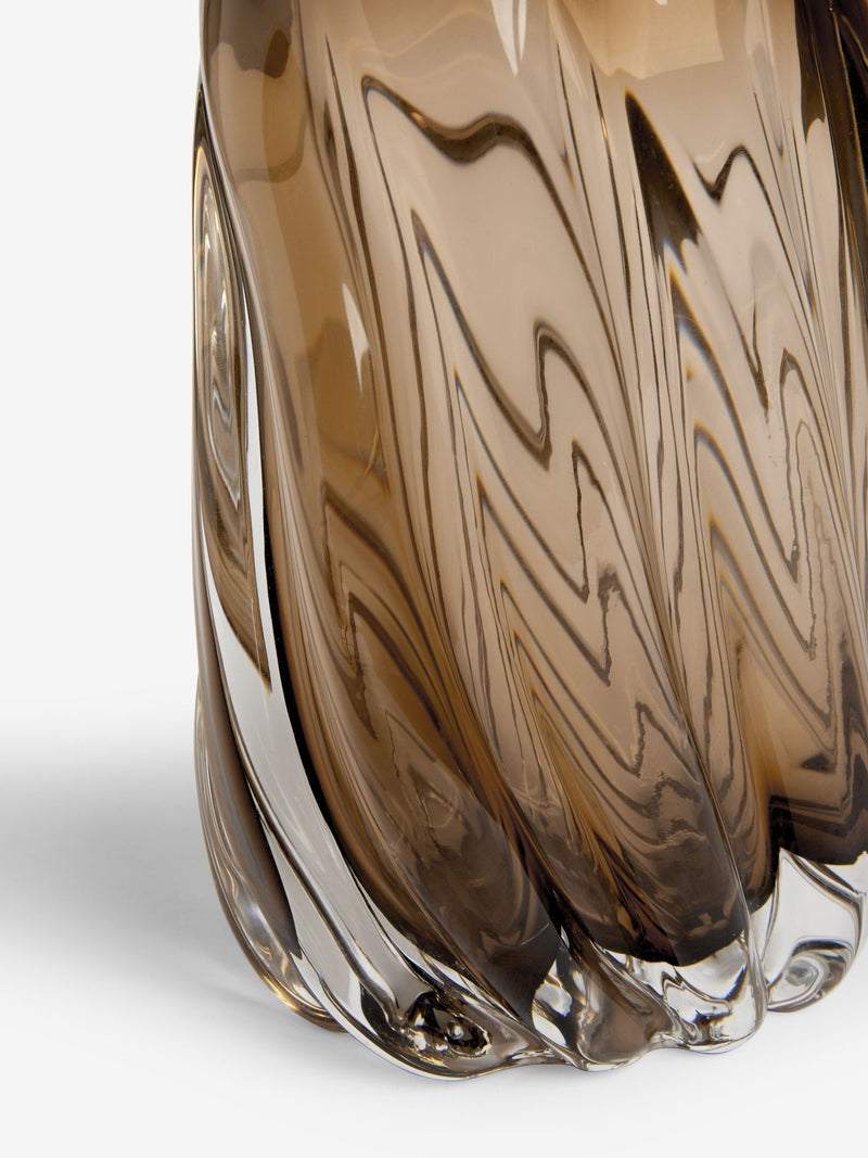 N. Premium Chocolate Brown Swirl Glass Vase 24.5cm - British product