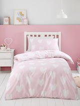 Catherine Lansfield Pink Supersoft 100% Brushed Cotton Hearts Duvet Cover Set