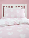 Catherine Lansfield pink supersoft brushed cotton hearts duvet cover set - British product