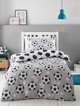 Next Catherine Lansfield Grey Supersoft 100% Brushed Cotton Football Duvet Cover Set- Buy online at McGrocer