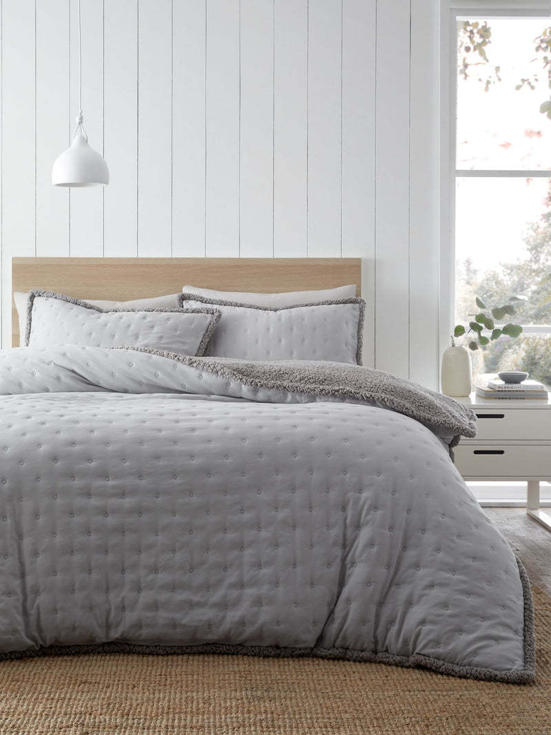 Catherine Lansfield Silver Grey Sherpa Duvet Cover - British product