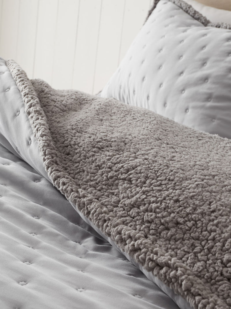 Catherine Lansfield Silver Grey Sherpa Duvet Cover - British product