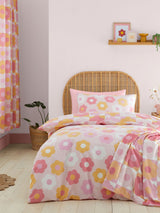 Next Catherine Lansfield Pink Retro Daisy Reversible Duvet Cover Set- Buy online at McGrocer