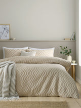 Catherine Lansfield Natural Jacob Geo Soft Touch Non-Iron Duvet Cover Set