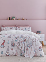 Catherine Lansfield Blush Pink Christmas Festive Gonk Cosy Fleece Duvet Cover Set
