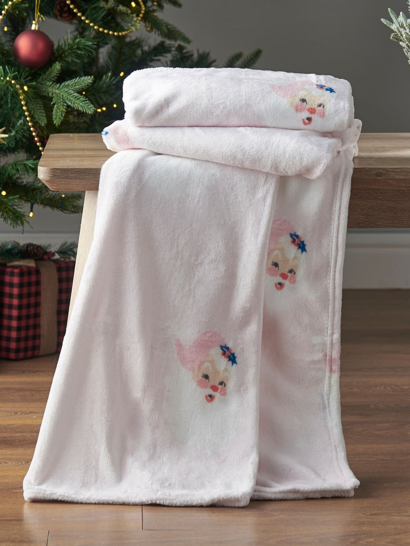 Catherine Lansfield vintage Santa fleece throw 130x170cm, UK version