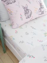 Catherine Lansfield Pink Bunny Tails Ditsy Flowers Fitted Bed Sheet