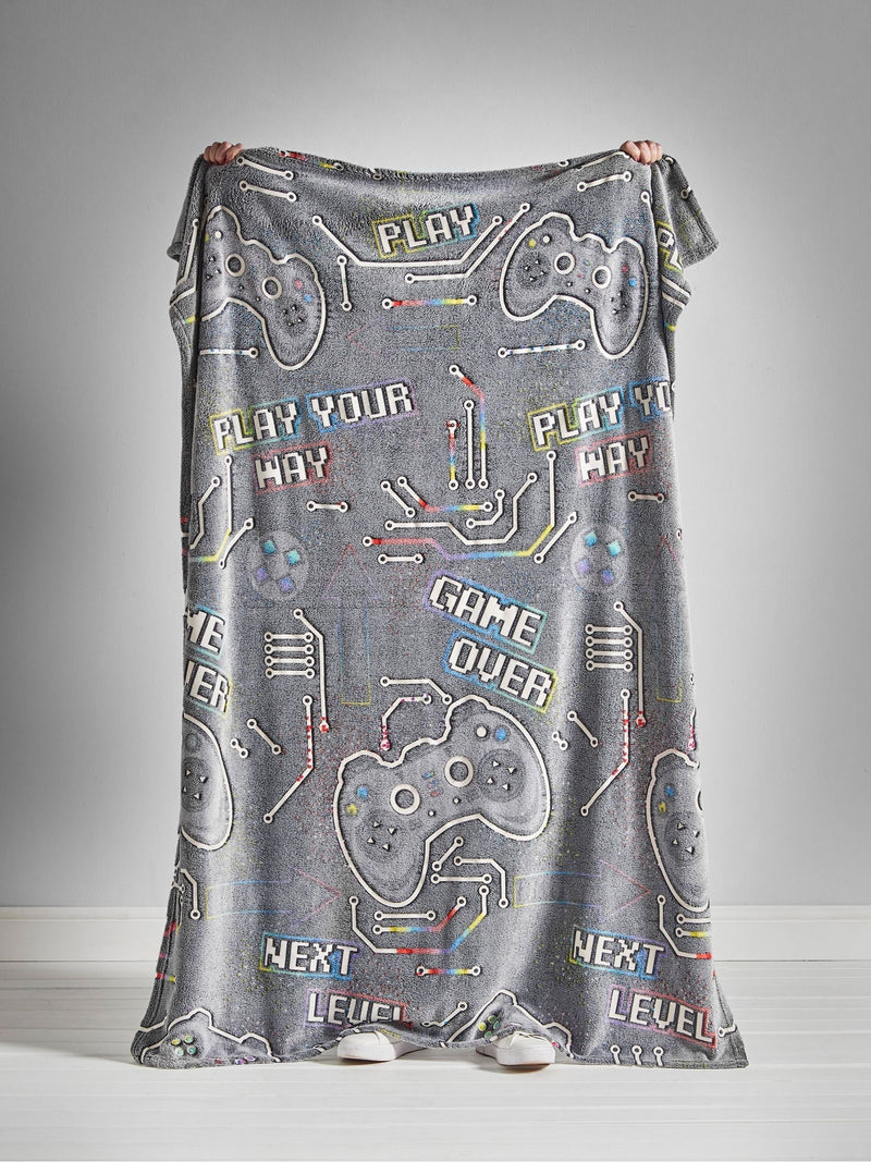 Catherine Lansfield grey glow in the dark fleece throw 130x170cm, imported from the UK