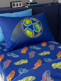 Catherine Lansfield navy blue bright football fitted bed sheet - British product