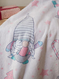 Catherine Lansfield blush pink Christmas gonks fleece throw 130x170cm, UK version