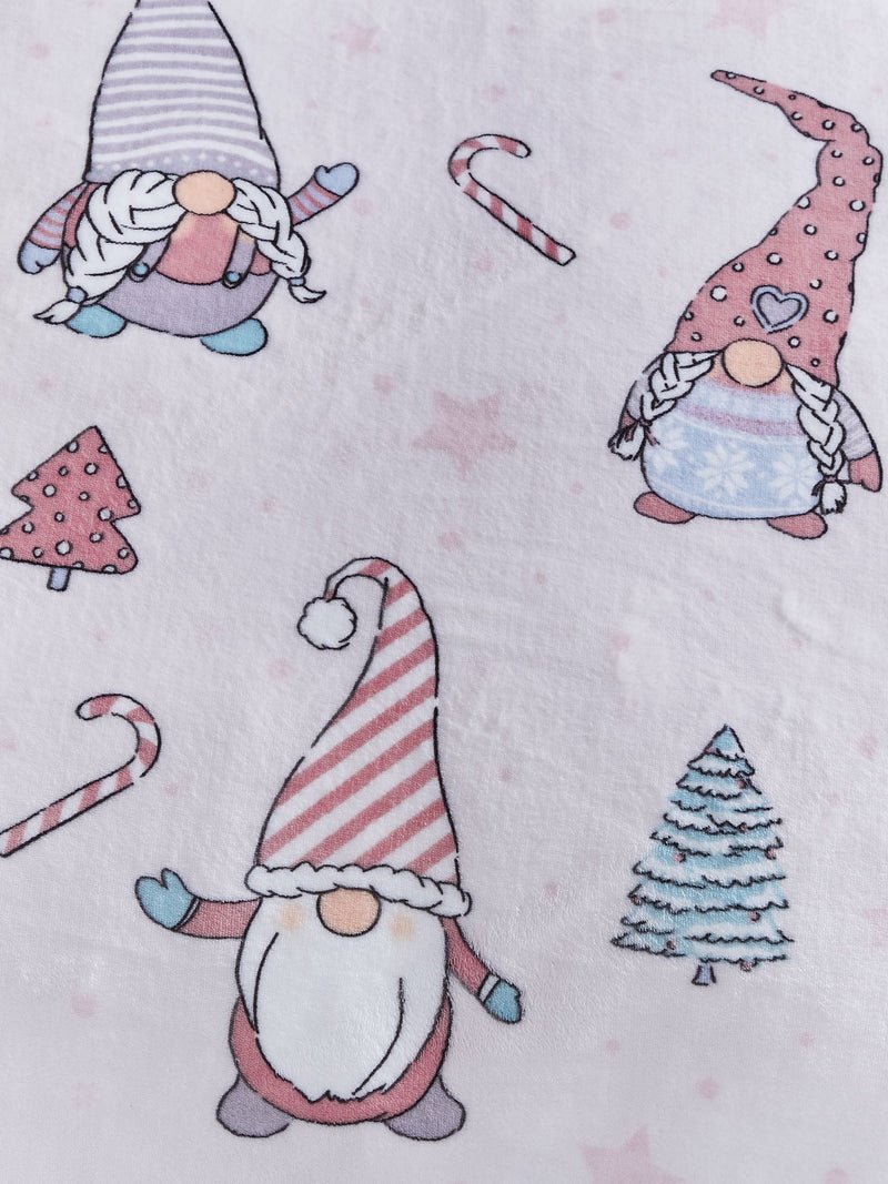 Catherine Lansfield blush pink Christmas gonks fleece throw 130x170cm, UK version