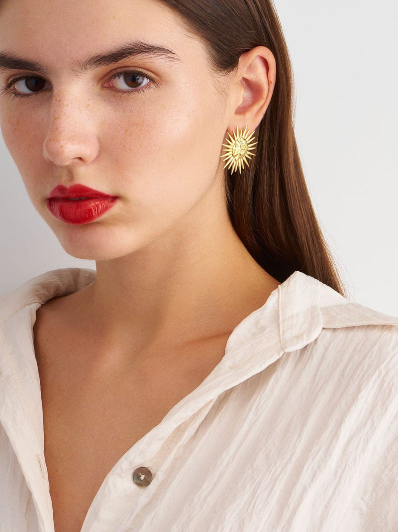 Hermina Athens Gold Plated Sun Earrings, UK version