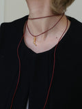 Hermina Gold Tone Molten Coral Cord Necklace, UK version