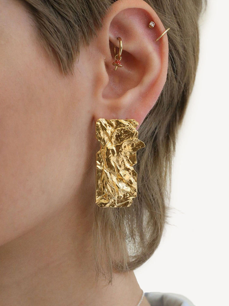 Hermina Athens gold plated Nike foil earrings, UK version