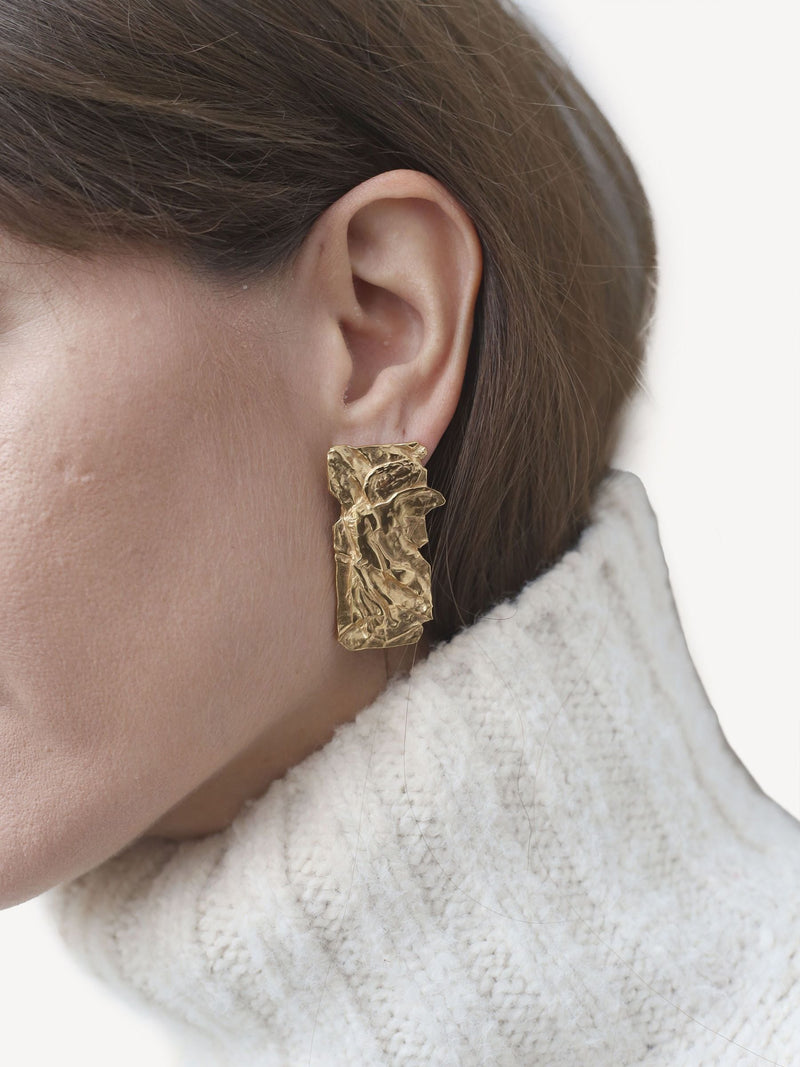 Hermina Athens gold plated Nike foil earrings, UK version