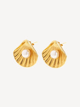 Next Hermina Athens Gold Plated Kochyli Seashell Pearl Earrings- Buy online at McGrocer