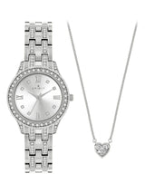 Next Spirit Ladies Silver Tone Bracelet Watch and Heart-Shaped Stone Necklace Fashion Jewellery Set- Buy online at McGrocer