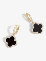 Next Jon Richard Black Mother of Pearl Clover Huggie Earrings 16mm x 30mm- Buy online at McGrocer