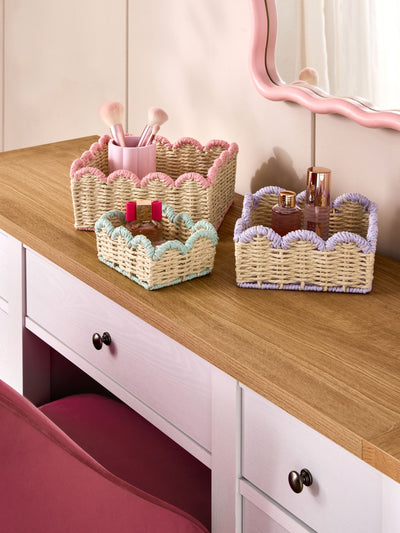 Next Pastel Mini Set of 3 Scallop Storage Baskets- Buy online at McGrocer