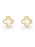 Beaverbrooks 9ct gold mother of pearl clover stud earrings, UK version
