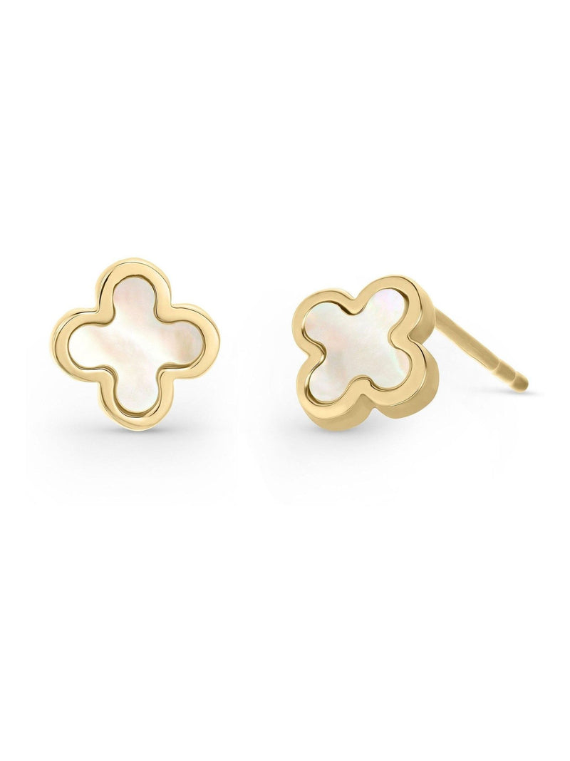Beaverbrooks 9ct gold mother of pearl clover stud earrings, UK version