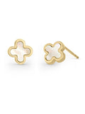 Beaverbrooks 9ct gold mother of pearl clover stud earrings, UK version