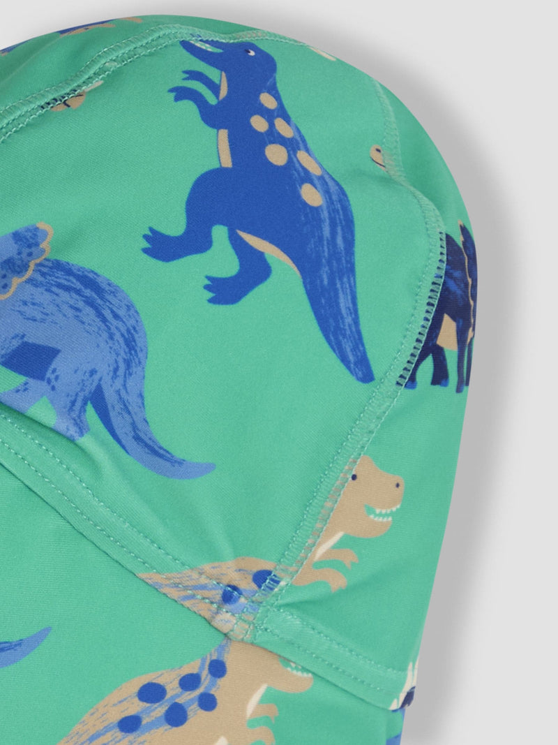 JoJo Maman Bébé turquoise sun protection hat with dinosaur print - British product