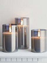 Next Lights4fun TruGlow Smoked Grey LED Glass Candle Trio- Buy online at McGrocer