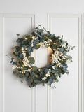 Lights4fun pre-lit eucalyptus wreath with white berries 40cm, UK version