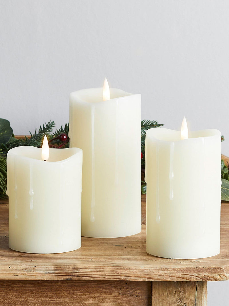 Lights4fun TruGlow Dripping Wax LED Pillar Candle Trio, UK version
