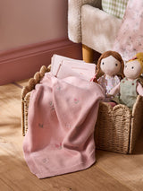 Next Jojo Maman Bébé Pink Embroidered Flower Knitted Baby Blanket- Buy online at McGrocer