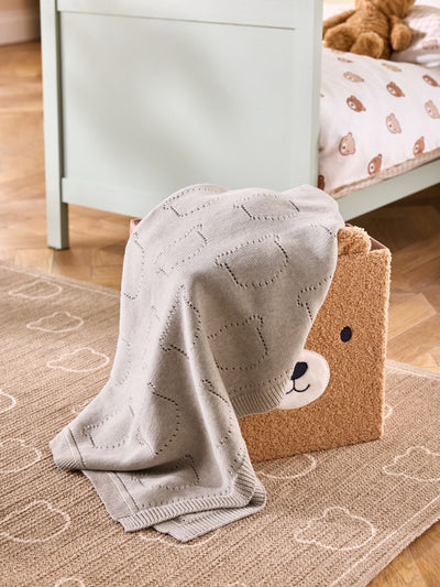 Next Jojo Maman Bébé Natural Bear Pointelle Knitted Baby Blanket- Buy online at McGrocer