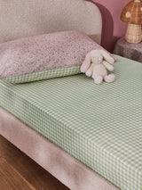Jojo Maman Bébé Green Gingham 180 Thread Count Cotton Fitted Sheet