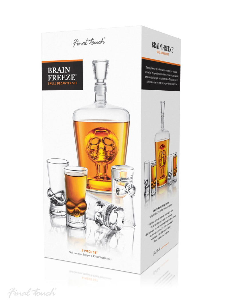 Jeray Skull Decanter Set with 1L decanter and four shot glasses, UK version