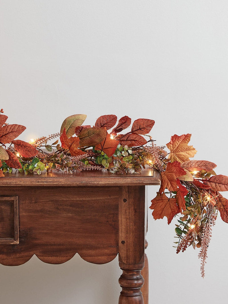 Lights4fun pre lit maple leaf garland 2m - British product