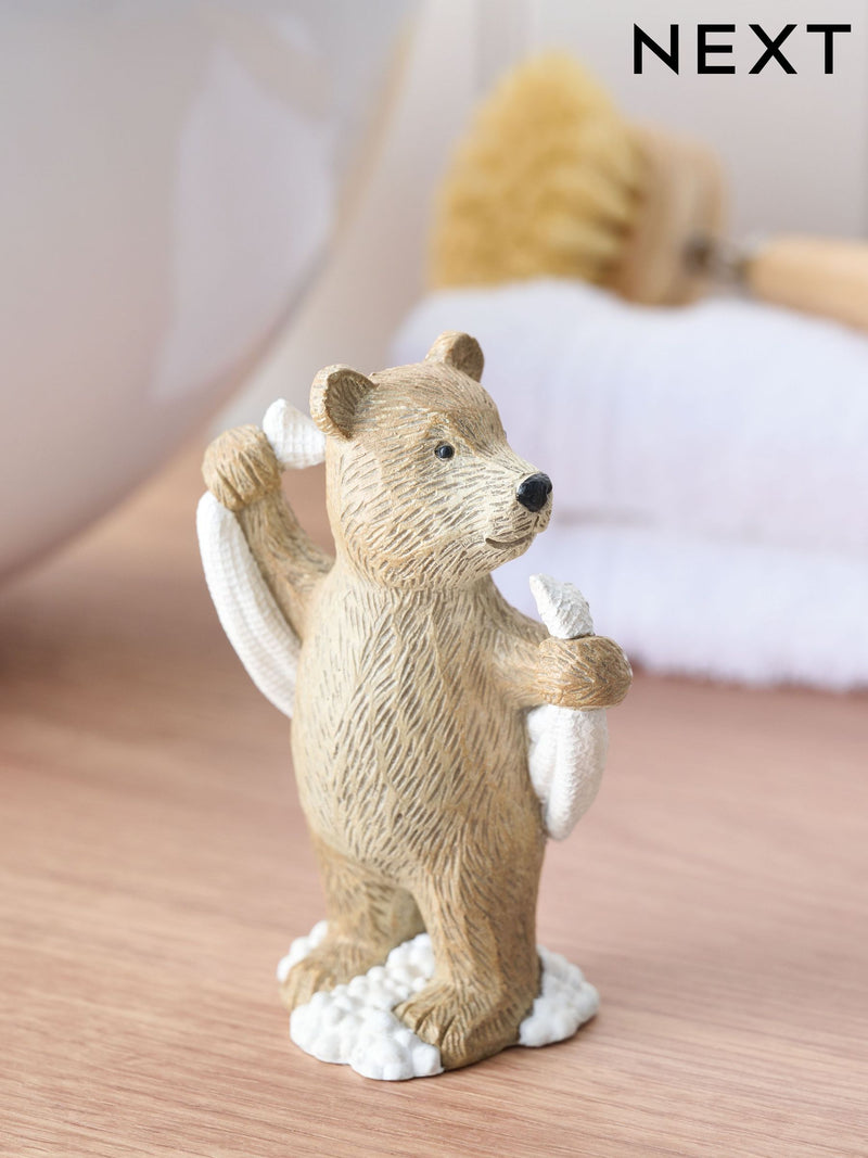 Bertie Bear bathroom ornament with towel, imported from the UK