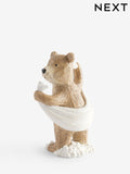 Bertie Bear bathroom ornament with towel, imported from the UK