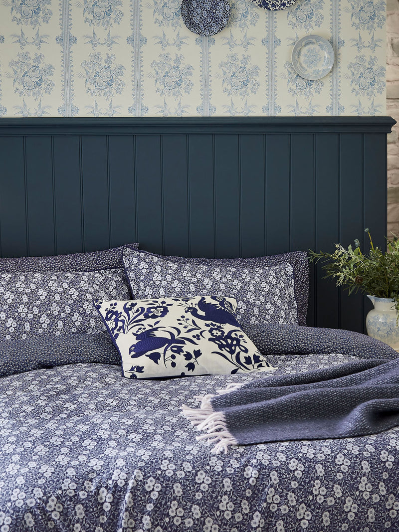 Burleigh Blue Calico duvet cover and pillowcase set - British product