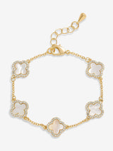 Next Jon Richard White Jet Enamel Clover Gold Plated Bracelet 178mm- Buy online at McGrocer