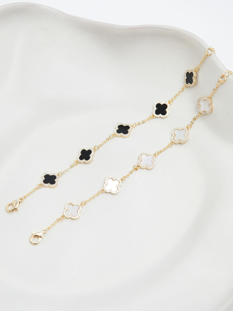 Jon Richard white jet enamel clover bracelet 178mm, UK version