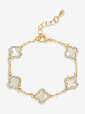 Jon Richard White Jet Enamel Clover Gold Plated Bracelet 178mm