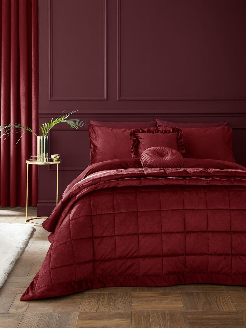 Catherine Lansfield Raspberry Red King velvet duvet cover set - British product