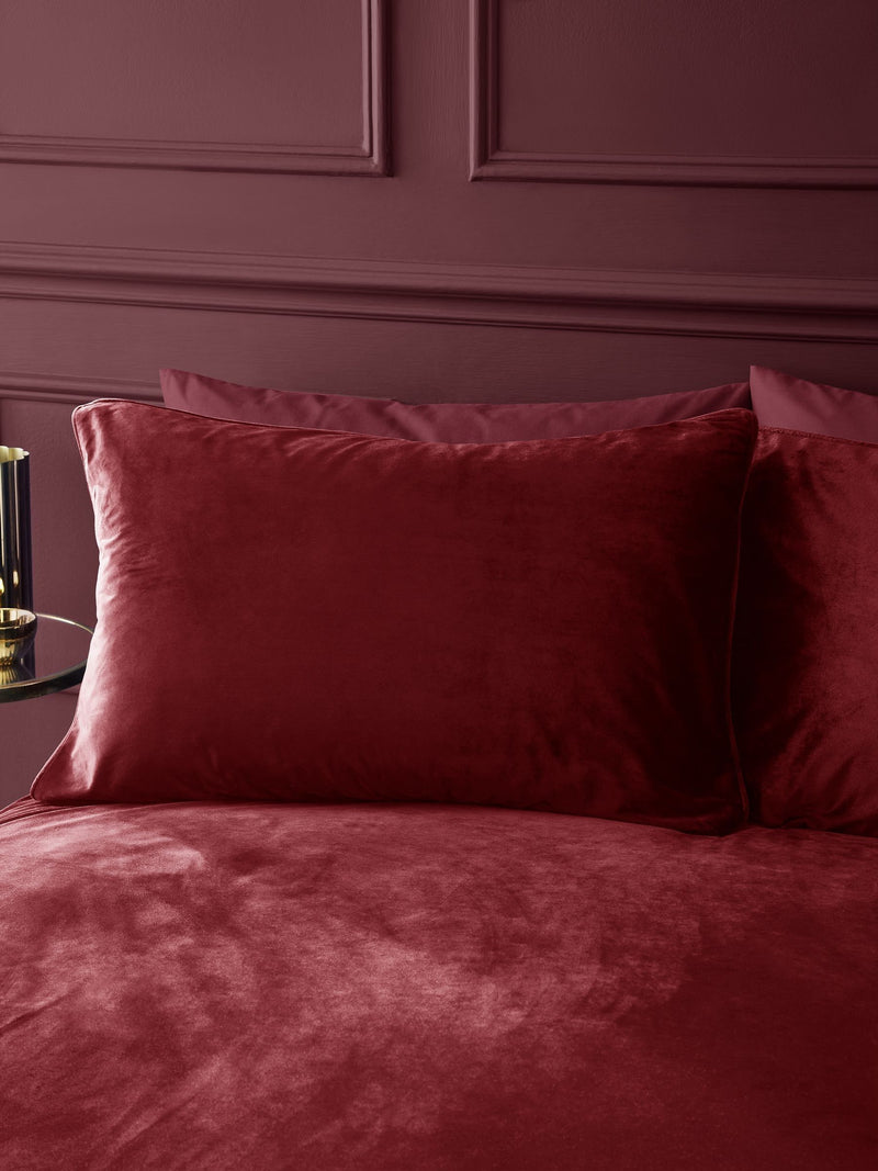 Catherine Lansfield Raspberry Red King velvet duvet cover set - British product