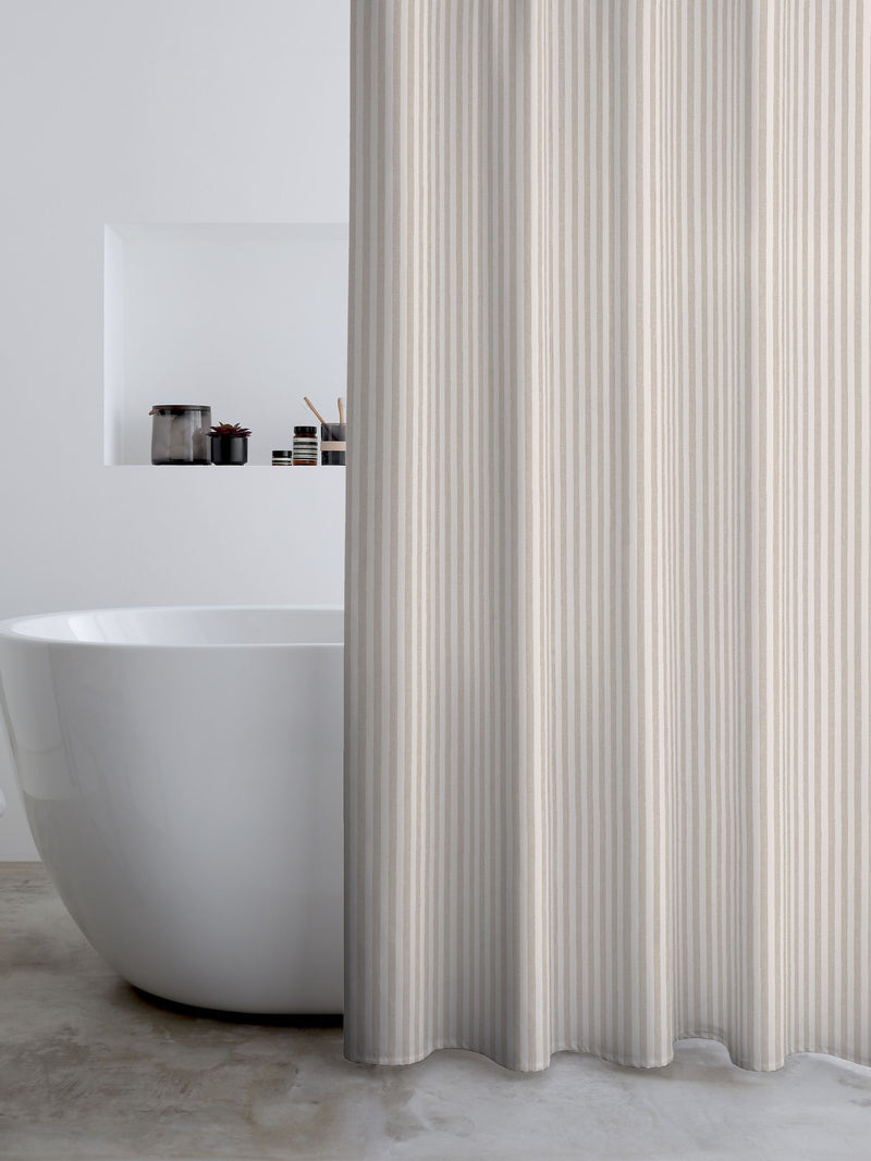 Catherine Lansfield Natural Timeless Stripe Shower Curtain 180x180 cm - British product
