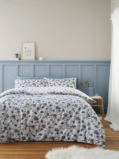 Next Bianca Blue Supersoft 100% Brushed Cotton Ophelia Floral Print Duvet Cover Set- Buy online at McGrocer