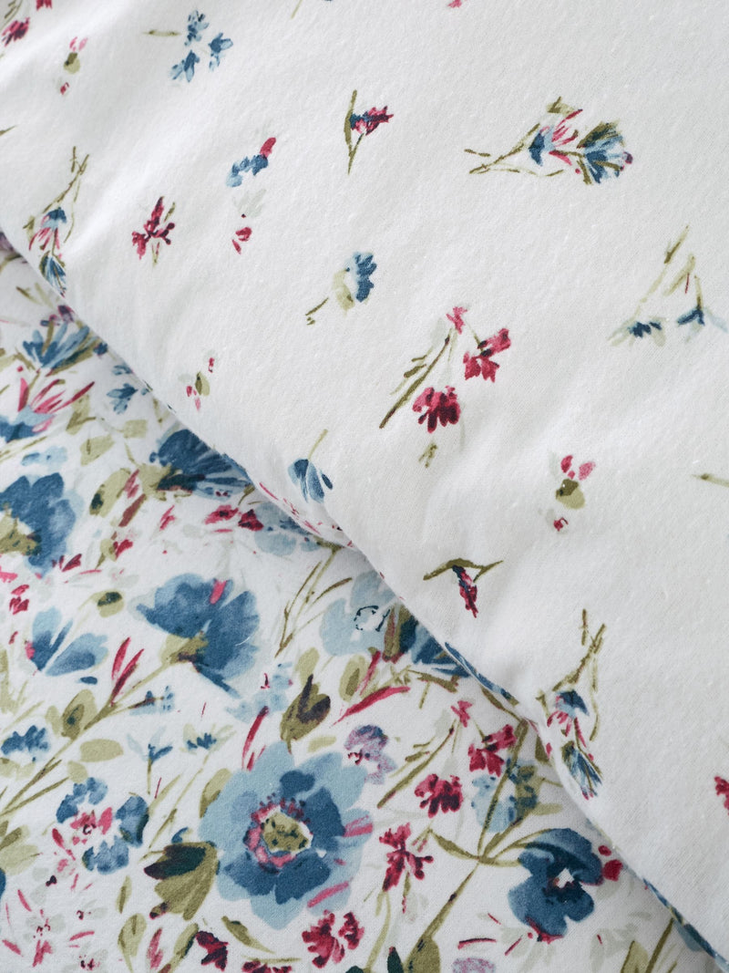 Bianca Blue duvet cover set with Ophelia floral print - British product