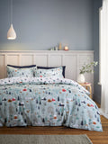 Bianca Blue Brushed 100% Cotton Winter Scene Duvet Cover Set