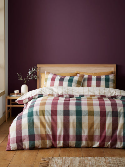 Next Catherine Lansfield Plum Gingham Check Reversible Duvet Cover Set- Buy online at McGrocer